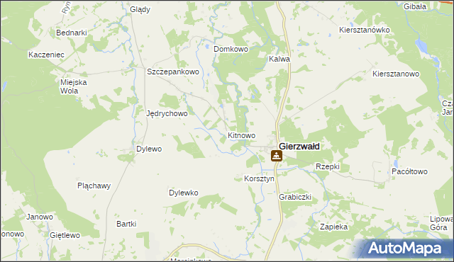 mapa Kitnowo gmina Grunwald, Kitnowo gmina Grunwald na mapie Targeo