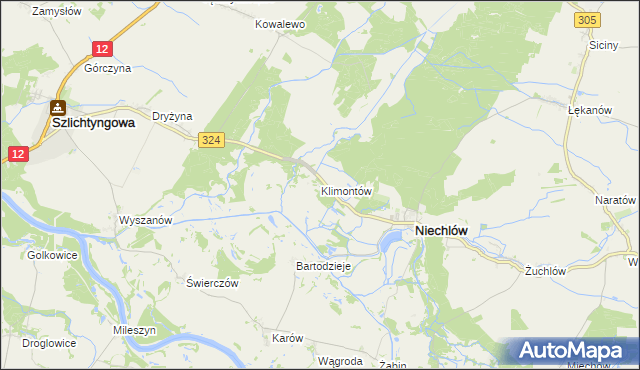 mapa Klimontów gmina Niechlów, Klimontów gmina Niechlów na mapie Targeo