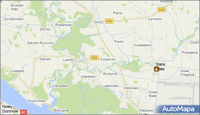 mapa Kobierniki gmina Stara Biała, Kobierniki gmina Stara Biała na mapie Targeo