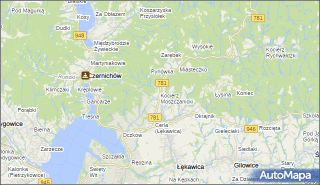 mapa Kocierz Moszczanicki, Kocierz Moszczanicki na mapie Targeo