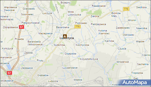 mapa Kocmyrzów, Kocmyrzów na mapie Targeo