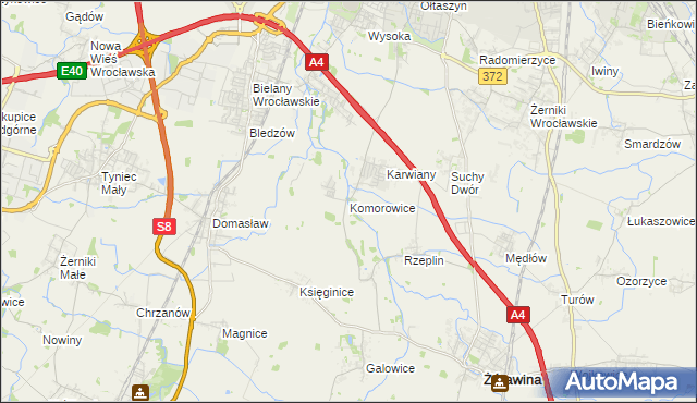 mapa Komorowice gmina Żórawina, Komorowice gmina Żórawina na mapie Targeo