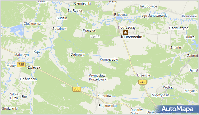 mapa Komparzów, Komparzów na mapie Targeo