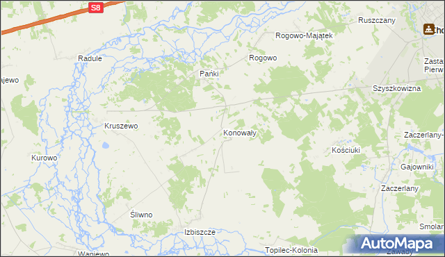 mapa Konowały, Konowały na mapie Targeo