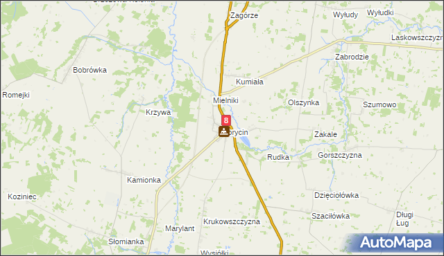 mapa Korycin, Korycin na mapie Targeo