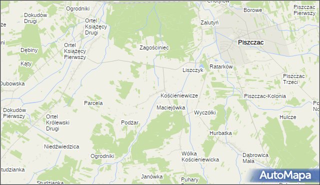 mapa Kościeniewicze, Kościeniewicze na mapie Targeo