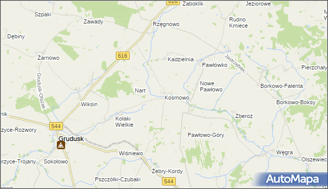 mapa Kosmowo gmina Czernice Borowe, Kosmowo gmina Czernice Borowe na mapie Targeo