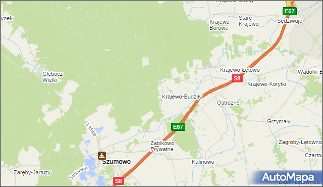 mapa Krajewo-Budziły, Krajewo-Budziły na mapie Targeo