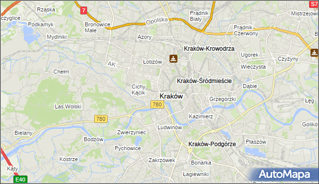 mapa Krakowa, Kraków na mapie Targeo