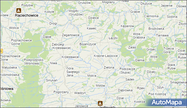 mapa Krasne-Lasocice, Krasne-Lasocice na mapie Targeo