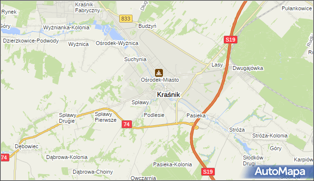 mapa Kraśnik, Kraśnik na mapie Targeo