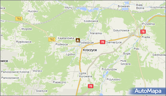 mapa Kroczyce, Kroczyce na mapie Targeo