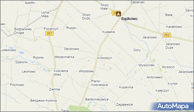 mapa Krotoszyn gmina Osięciny, Krotoszyn gmina Osięciny na mapie Targeo