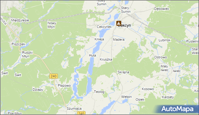 mapa Kruszka gmina Cekcyn, Kruszka gmina Cekcyn na mapie Targeo