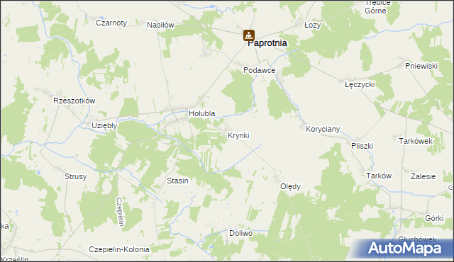 mapa Krynki gmina Paprotnia, Krynki gmina Paprotnia na mapie Targeo