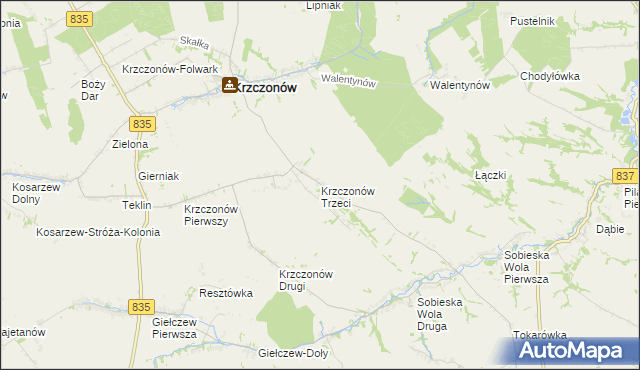 mapa Krzczonów Trzeci, Krzczonów Trzeci na mapie Targeo