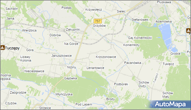 mapa Krzczonowice gmina Staszów, Krzczonowice gmina Staszów na mapie Targeo