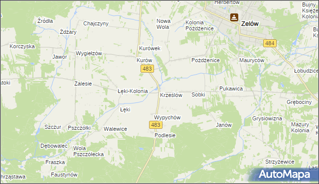 mapa Krześlów, Krześlów na mapie Targeo