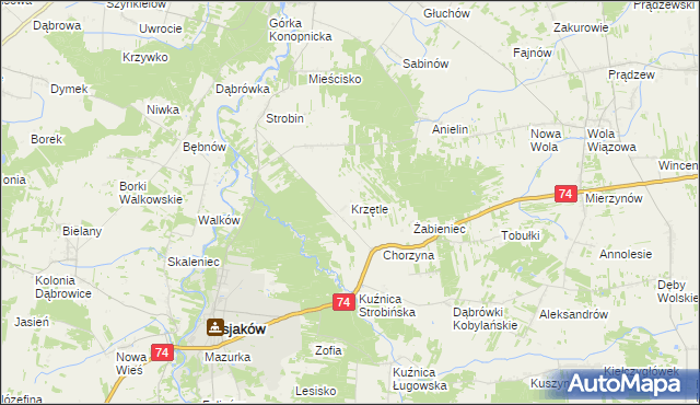 mapa Krzętle, Krzętle na mapie Targeo