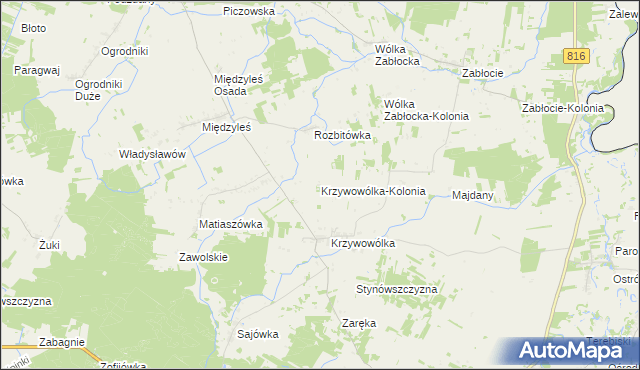 mapa Krzywowólka-Kolonia, Krzywowólka-Kolonia na mapie Targeo