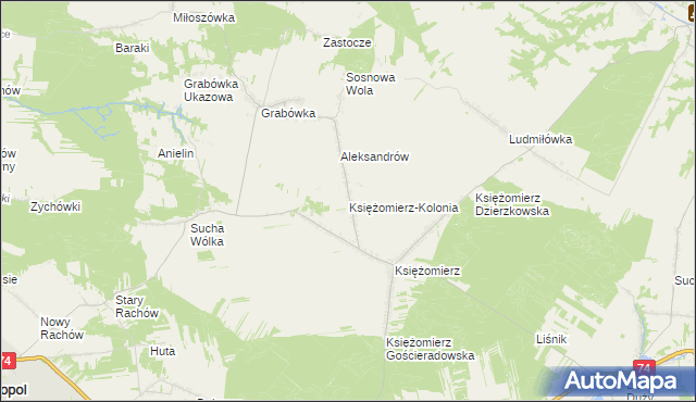 mapa Księżomierz-Kolonia, Księżomierz-Kolonia na mapie Targeo