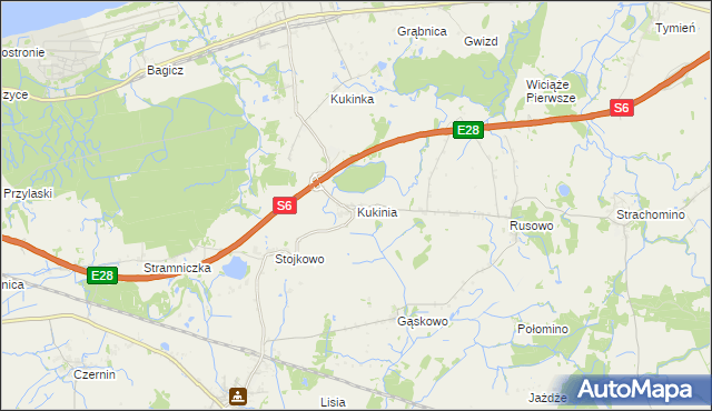mapa Kukinia, Kukinia na mapie Targeo
