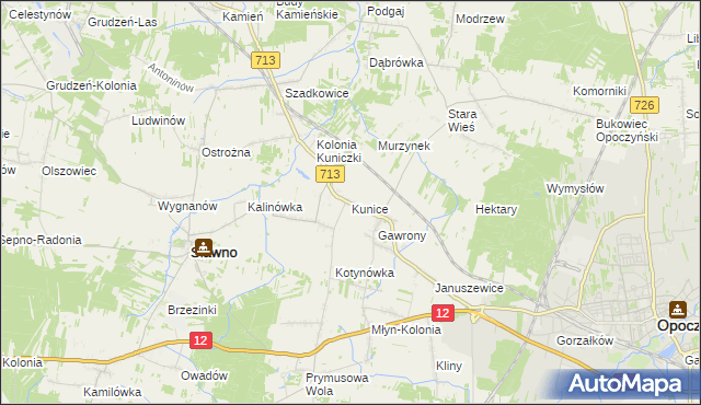 mapa Kunice gmina Sławno, Kunice gmina Sławno na mapie Targeo