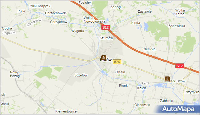 mapa Kurów powiat puławski, Kurów powiat puławski na mapie Targeo