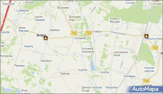 mapa Kurowice Kościelne, Kurowice Kościelne na mapie Targeo