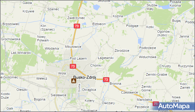 mapa Łagiewniki gmina Busko-Zdrój, Łagiewniki gmina Busko-Zdrój na mapie Targeo
