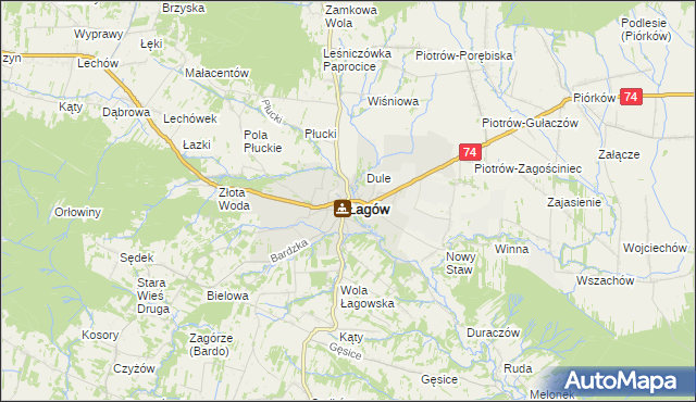 mapa Łagów powiat kielecki, Łagów powiat kielecki na mapie Targeo