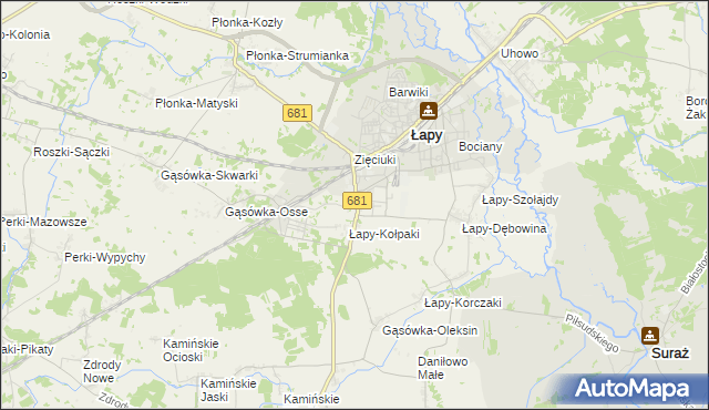 mapa Łapy-Łynki, Łapy-Łynki na mapie Targeo