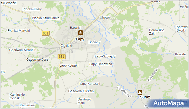 mapa Łapy-Szołajdy, Łapy-Szołajdy na mapie Targeo