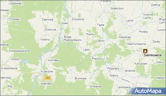mapa Laski gmina Siemkowice, Laski gmina Siemkowice na mapie Targeo
