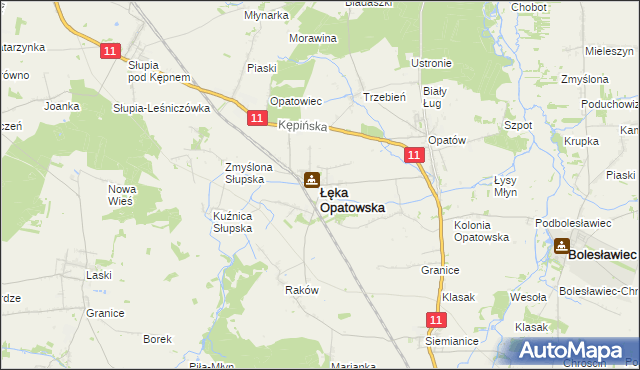 mapa Łęka Opatowska, Łęka Opatowska na mapie Targeo