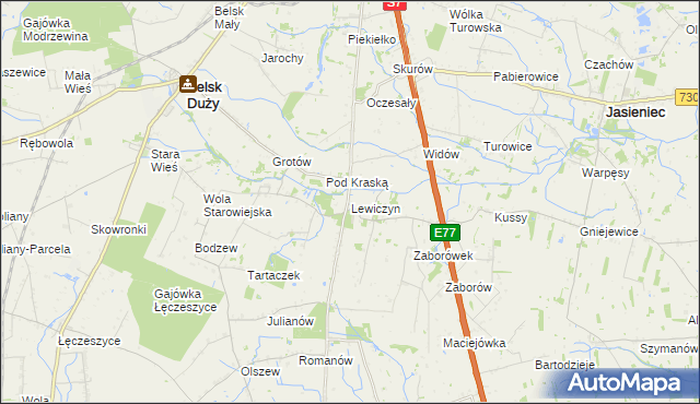 mapa Lewiczyn gmina Belsk Duży, Lewiczyn gmina Belsk Duży na mapie Targeo