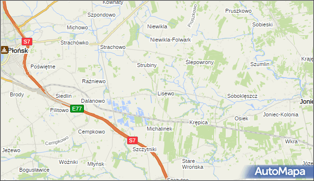 mapa Lisewo gmina Płońsk, Lisewo gmina Płońsk na mapie Targeo