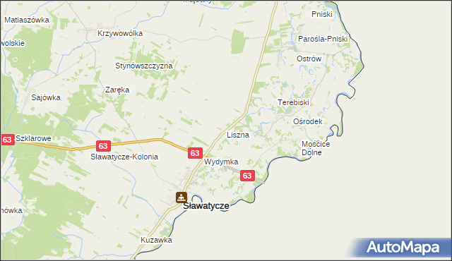 mapa Liszna gmina Sławatycze, Liszna gmina Sławatycze na mapie Targeo