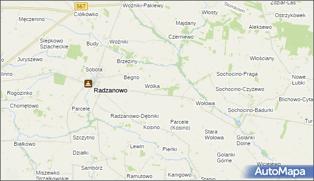 mapa Łoniewo gmina Radzanowo, Łoniewo gmina Radzanowo na mapie Targeo