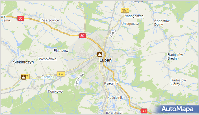 mapa Lubań, Lubań na mapie Targeo