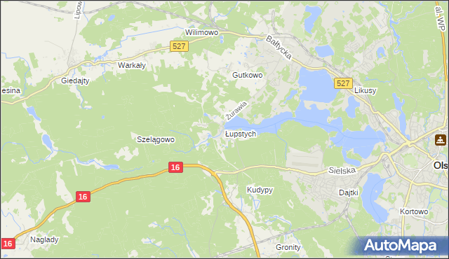 mapa Łupstych, Łupstych na mapie Targeo