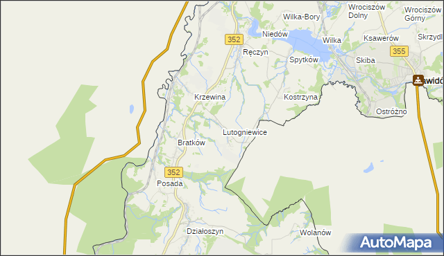 mapa Lutogniewice, Lutogniewice na mapie Targeo