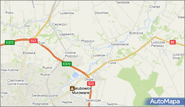mapa Łysaków gmina Wólka, Łysaków gmina Wólka na mapie Targeo