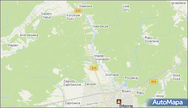 mapa Majdan Gromadzki, Majdan Gromadzki na mapie Targeo