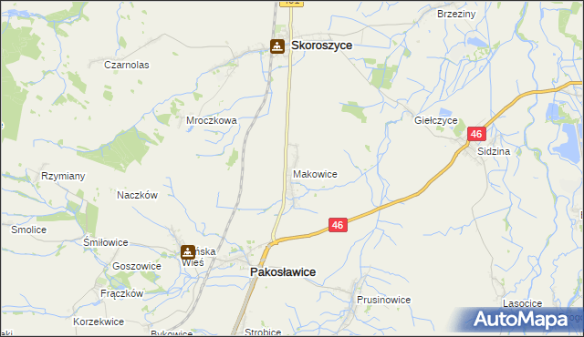 mapa Makowice gmina Skoroszyce, Makowice gmina Skoroszyce na mapie Targeo