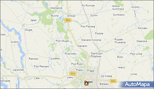 mapa Marianki gmina Rypin, Marianki gmina Rypin na mapie Targeo