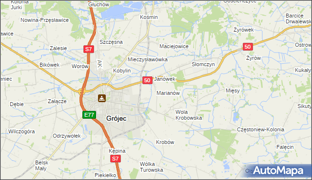 mapa Marianów gmina Grójec, Marianów gmina Grójec na mapie Targeo