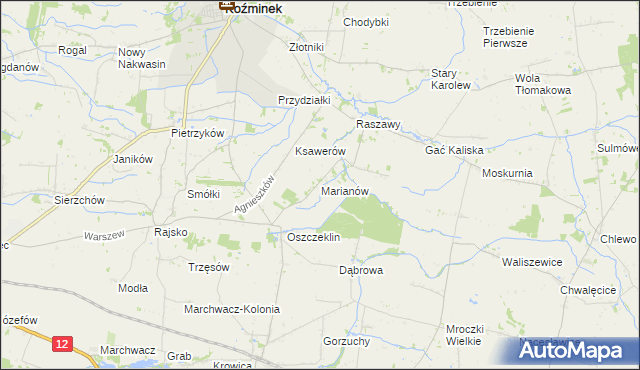 mapa Marianów gmina Koźminek, Marianów gmina Koźminek na mapie Targeo