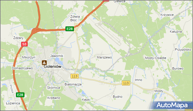 mapa Marszewo gmina Goleniów, Marszewo gmina Goleniów na mapie Targeo