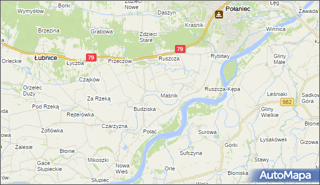 mapa Maśnik, Maśnik na mapie Targeo